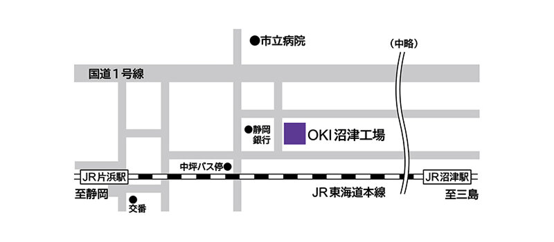 沼津地区 JR片浜駅からOKI情報通信沼津工場までの地図