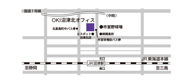 沼津北オフィス JR沼津駅から沼津北オフィスまでの地図
