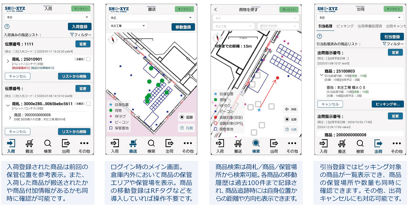 SHO-XYZ の特長と操作画面イメージ