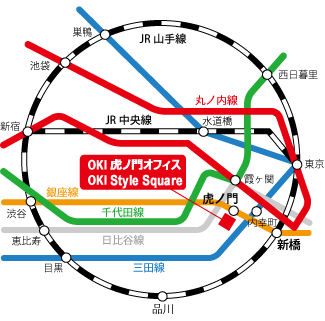 路線図-OKI本社・OKI Style Square