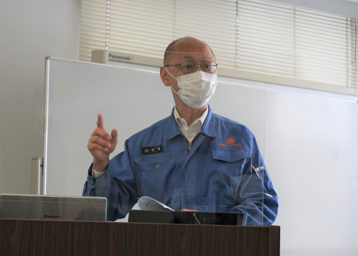 ご挨拶する東急テクノシステム（株）　村田 取締役社長の写真