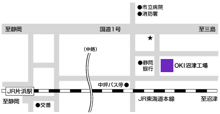 沼津地区 JR片浜駅からOKI情報通信沼津工場までの地図