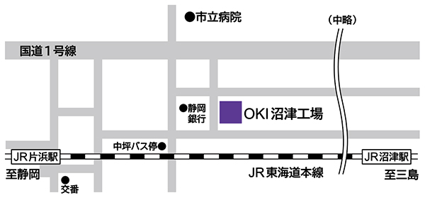 沼津地区 JR片浜駅からOKI情報通信沼津工場までの地図