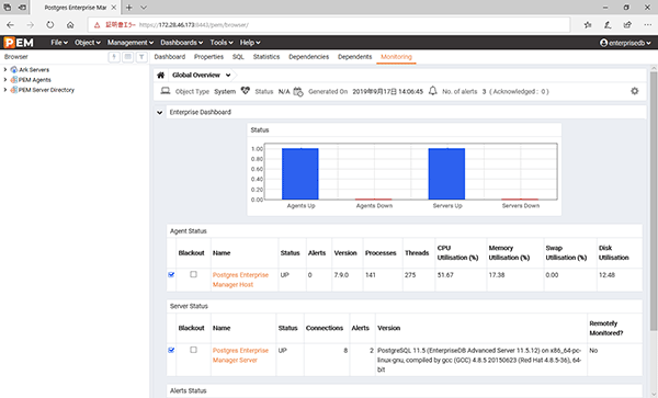 サーバー管理画面（Postgres Enterprise Manager）