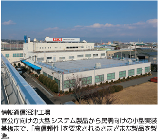情報通信沼津工場　官公庁向けの大型システム製品から民需向けの小型実装基板まで、「高信頼性」を要求されるさまざまな製品を製造。