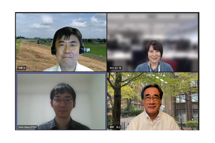 OKI加藤室長(左上)、鈴木(右上)、東京大学大学院の田島さん(左下)、東京大学 横野先生(右下)の写真