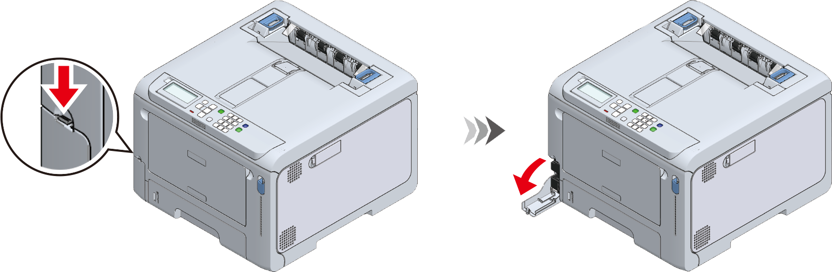 トナーカートリッジ ブラック（K）と廃トナーボックスを交換する | OKI