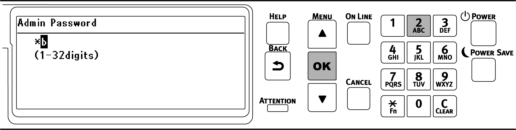 Inputting the factory default admin passwords | OKI