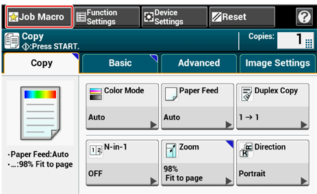 Reset device. Spending function macro.